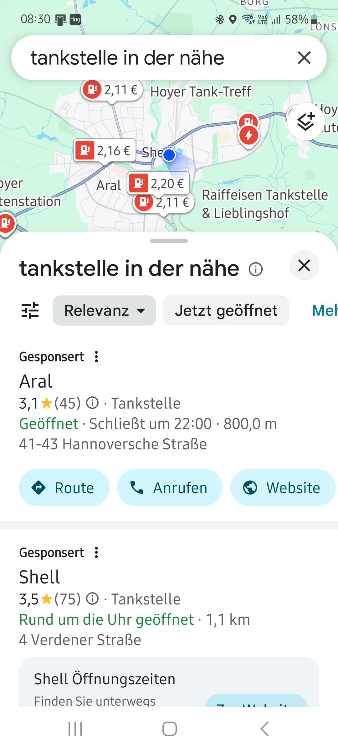 Google Maps Tankstellen