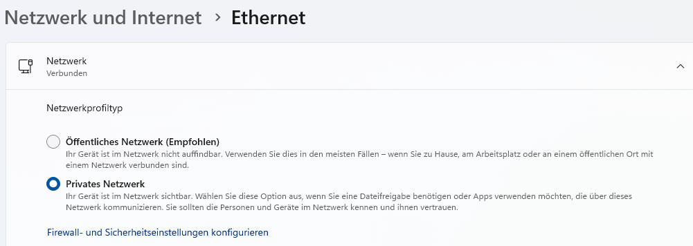 Win 11 Netzwerk